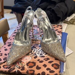 Silver Glitter sling back heels BRAND NEW Simmi London size 8